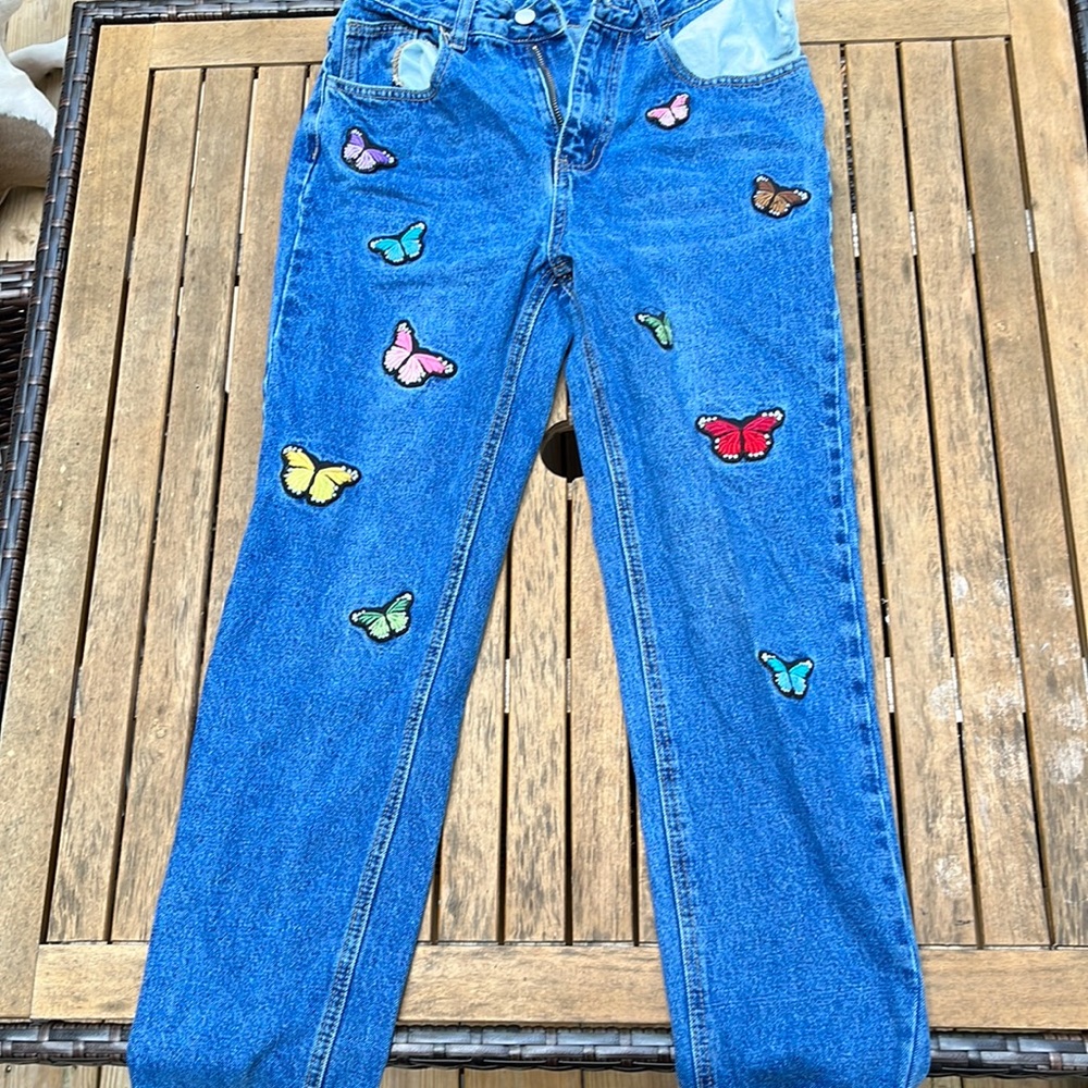 Shein butterfly embroidered baggy jeans